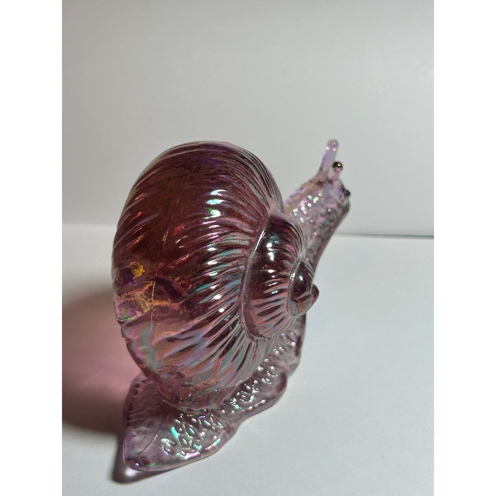 Fenton Art Glass Company Vintage Iridescent Snail Madras Pink Handmade Textured - Picture 8 of 16